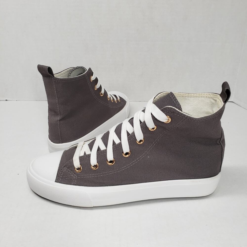 Primark High Top Sneakers Mens 6 Gray Casual Preppy Fall Canvas School Lace-Up